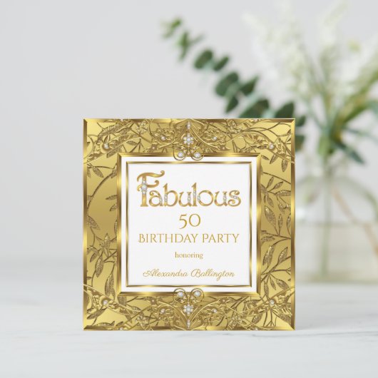 Fabulous 50 Elegant Elite Gold-feest Kaart (Staand voorkant)