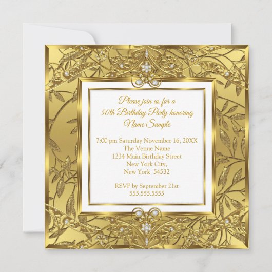 Fabulous 50 Elegant Elite Gold-feest Kaart (Achterkant)