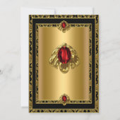 Fabulous 50 Elegant Gold Damask Red Gem Birthday Kaart (Achterkant)