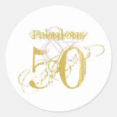 Fabulous & 50 Elegant Goud Roze Verjaardagspapier  Ronde Sticker (Voorkant)