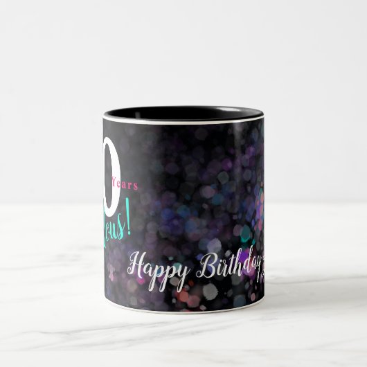 Fabulous 50, elegant mousserend roze, blauwgroen,  tweekleurige koffiemok (Center)