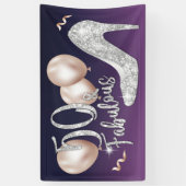 Fabulous 50 Elegant Paars Girl 50e verjaardag Spandoek (Verticaal)