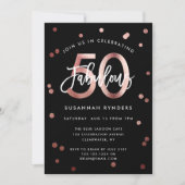 Fabulous 50 | Elegant Roos Gold Birthday Party Kaart (Voorkant)