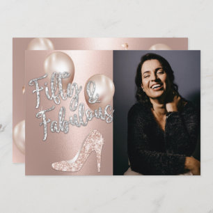 Fabulous 50 Elegant Roos Gold Photo 50e verjaardag Kaart