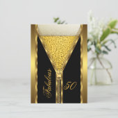 Fabulous 50 Elegant Zipper Gold Beer Drink 2 Kaart (Staand voorkant)
