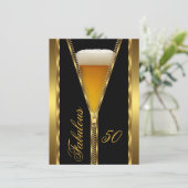 Fabulous 50 Elegant Zipper Gold Beer Drink Kaart (Staand voorkant)