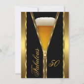 Fabulous 50 Elegant Zipper Gold Beer Drink Kaart (Voorkant)
