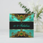 Fabulous 50 Elite Green Jade Black Gold Birthday Kaart (Staand voorkant)