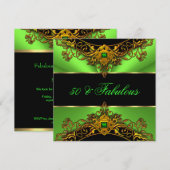 Fabulous 50 Elite Green Limoen Black Gold Birthday Kaart (Voorkant / Achterkant)