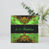 Fabulous 50 Elite Green Limoen Black Gold Birthday Kaart (Staand voorkant)