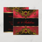 Fabulous 50 Elite Red Black Gold-dag Kaart (Voorkant / Achterkant)