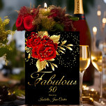 Fabulous 50 Exotic Red Rose Black Floral Gold Kaart<br><div class="desc">Fantastisch 50 prachtige elegante exotische rode rozenroodbruine glitter Birthday Party Floral. Alle Design zijn auteursrecht! Inhoud en Design © 2000-2023 Zizzago™ © (handelsmerk) en het zijn licentiegevers Zizzago die dit ontwerp hebben gemaakt. NOTA VAN alle platte afbeeldingen! Ze hebben geen echte Glitter,  diamanten joden of echte Bogen!!</div>