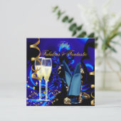 Fabulous 50 Fantastic Abstract Blue Gold Birthday Kaart (Staand voorkant)
