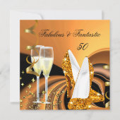 Fabulous 50 Fantastic Abstract Gold Birthday Party Kaart (Voorkant)