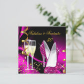 Fabulous 50 Fantastic Abstract Pink Gold Birthday Kaart (Staand voorkant)