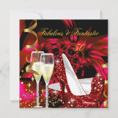 Fabulous 50 Fantastic Abstract Red Gold 2 Kaart (Voorkant)