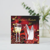 Fabulous 50 Fantastic Abstract Red Gold Birthday Kaart (Staand voorkant)