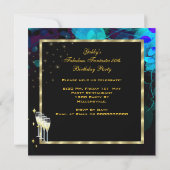 Fabulous 50 Fantastic Blauwgroen Gold Champagne Bi Kaart (Achterkant)