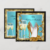 Fabulous 50 Fantastic Blauwgroen White Gold Birthd Kaart (Voorkant / Achterkant)