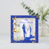 Fabulous 50 Fantastic Blue White Gold Birthday Kaart (Staand voorkant)