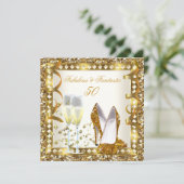 Fabulous 50 & Fantastic Cream Gold Glam Birthday Kaart (Staand voorkant)
