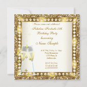 Fabulous 50 & Fantastic Cream Gold Glam Birthday Kaart (Achterkant)