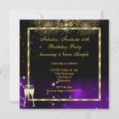 Fabulous 50 Fantastic Festive Paars Gold Party Kaart (Achterkant)