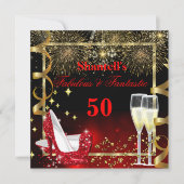 Fabulous 50 Fantastic Festive Red Gold Party Kaart (Voorkant)