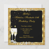 Fabulous 50 Fantastic Gold Black Birthday Party 2 Kaart (Achterkant)