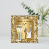 Fabulous 50 & Fantastic Gold Glam Silver Birthday Kaart (Staand voorkant)