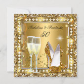 Fabulous 50 & Fantastic Gold Glam Silver Birthday Kaart (Voorkant)