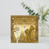 Fabulous 50 & Fantastic Leopard Black Gold Party 2 Kaart (Staand voorkant)