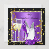 Fabulous 50 Fantastic Paars Black Gold Party 2 Kaart (Voorkant)