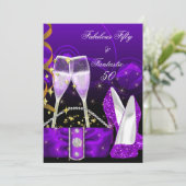 Fabulous 50 Fantastic Paars Glitter High Heels Kaart (Staand voorkant)