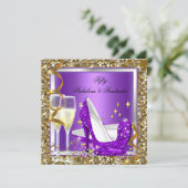 Fabulous 50 Fantastic Paars Gold Birthday Party Kaart (Staand voorkant)