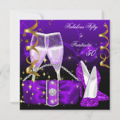 Fabulous 50 Fantastic Paars High Heels Glitter Kaart (Voorkant)