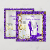 Fabulous 50 Fantastic Paars White Gold Birthday Kaart (Voorkant / Achterkant)