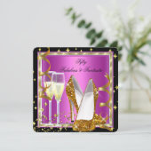 Fabulous 50 Fantastic Pink Black White Gold Party Kaart (Staand voorkant)