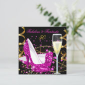 Fabulous 50 Fantastic Pink Hi Heels Gold Party Kaart (Staand voorkant)