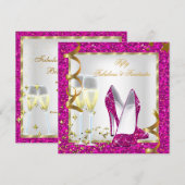 Fabulous 50 Fantastic Pink White Gold Birthday Kaart (Voorkant / Achterkant)