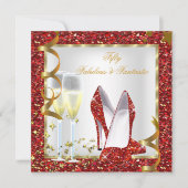 Fabulous 50 Fantastic Red White Gold Birthday Kaart (Voorkant)