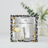 Fabulous 50 & Fantastic Silver Leopard Birthday Kaart (Staand voorkant)