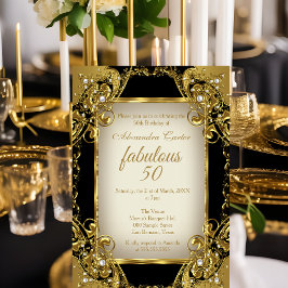 Fabulous 50 Foto: Black beige Golden Pearl Party Kaart