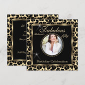 Fabulous 50 Foto Black Bronze Leopard Birthday Kaart (Voorkant / Achterkant)
