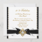 Fabulous 50 Foto Black White Gold Birthday Party Kaart (Achterkant)