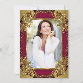 Fabulous 50 Foto: Bourgogne rode beige Gold Party Kaart (Achterkant)