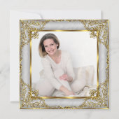 Fabulous 50 Foto Gold Grey Pearl - jarig feest Kaart (Achterkant)