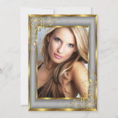 Fabulous 50 Foto Gold Grey Silver verjaardagsfeest Kaart (Achterkant)