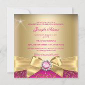 Fabulous 50 Foto Gold Pink Bow 50th Birthday Kaart (Achterkant)
