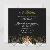 Fabulous 50 Foto Red Gold Elegant Modern Birthday Kaart (Achterkant)